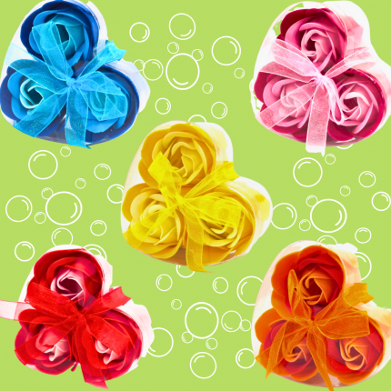 PACK 3 FLORES DE JABÓN EN DISTINTOS COLORES - ARTISAN