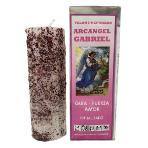 VELÓN RITUALIZADO DE SAN GABRIEL ARCÁNGEL CON ACEITE LITÚRGICO: GUÍA, FUERZA Y AMOR.