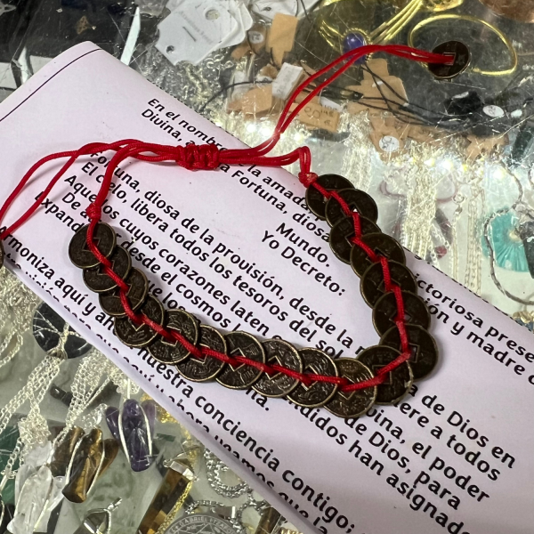 VELÓN RITUALIZADO DE LA DIOSA DE LA FORTUNA CON PULSERA DE MONEDAS. - Imagen 4