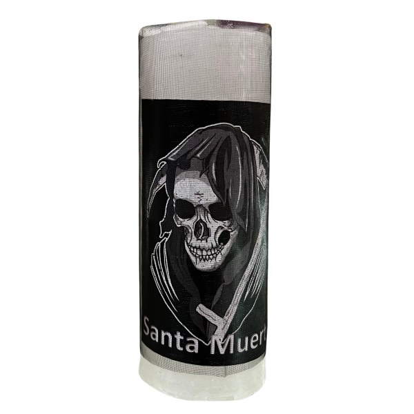 VELÓN RITUALIZADO DE SANTA MUERTE CON MALLA NEGRA, ALFILER Y PERGAMINO: CASOS DESESPERADOS. - Imagen 2