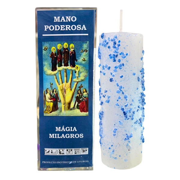 VELÓN RITUALIZADO DE MANO PODEROSA CON PERGAMINO Y ACEITE LITÚRGICO: CONCEDE MILAGROS.