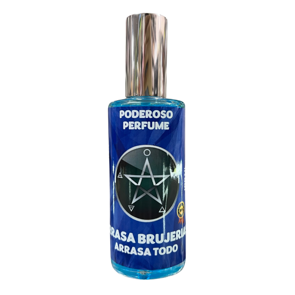 PODEROSO PERFUME DE ARRASA BRUJERÍA: ARRASA TODO TRABAJO DE MAGIA NEGRA (100ML).