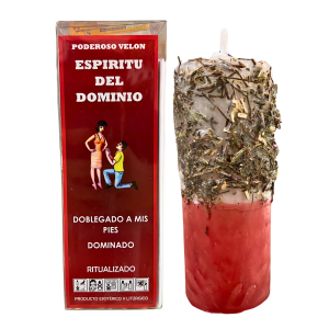VELÓN RITUALIZADO DE ESPÍRITU DEL DOMINIO CON AMULETO Y CERILLAS: DOMINAR, AMANSAR Y APLACAR.