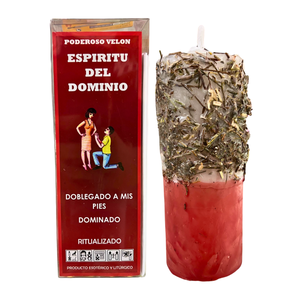 VELÓN RITUALIZADO DE ESPÍRITU DEL DOMINIO CON AMULETO Y CERILLAS: DOMINAR, AMANSAR Y APLACAR.