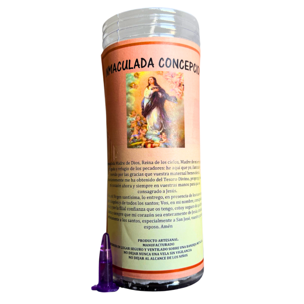 VELÓN DE PETICIÓN DE INMACULADA DE CONCEPCIÓN CON ACEITE LITÚRGICO: PROTECCIÓN, BIENESTAR FAMILIAR Y CONCEDE DESEOS.
