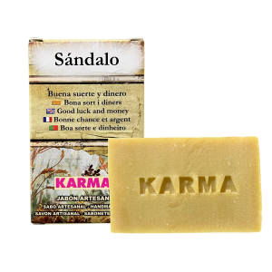 JABÓN ARTESANO DE SÁNDALO: BUENA SUERTE Y DINERO (100G).