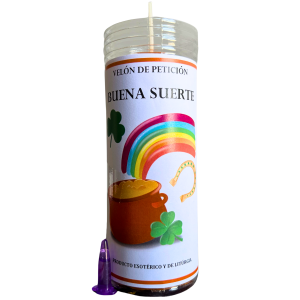 VELÓN DE PETICIÓN DE BUENA SUERTE CON ACEITE LITÚRGICO.