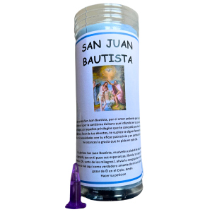 VELÓN DE PETICIÓN DE SAN JUAN BAUTISTA CON ACEITE LITÚRGICO: GUÍA, JUSTICIA, PAZ, MISERICORDIA Y PERDÓN.