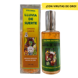 PODEROSO PERFUME DE LLUVIA DE SUERTE CON VIRUTAS DE ORO: DINERO Y SUERTE RÁPIDA (100ML).