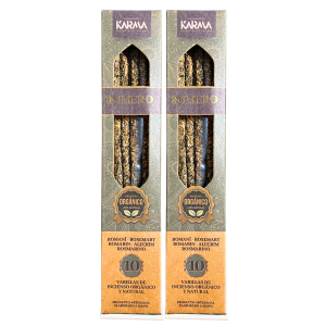 PACK 2 CAJAS DE INCIENSO ORGÁNICO NATURAL DE ROMERO HECHO A MANO (10 VARILLAS POR CAJA).