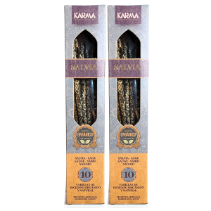 PACK 2 CAJAS DE INCIENSO ORGÁNICO NATURAL DE SALVIA HECHO A MANO (10 VARILLAS POR CAJA).