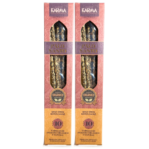 PACK 2 CAJAS DE INCIENSO ORGÁNICO NATURAL DE PALO SANTO HECHO A MANO (10 VARILLAS POR CAJA).