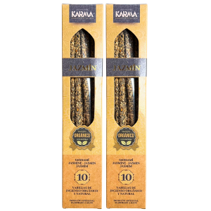 PACK 2 CAJAS DE INCIENSO ORGÁNICO NATURAL DE JAZMÍN HECHO A MANO (10 VARILLAS POR CAJA).