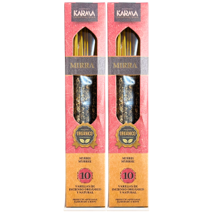 PACK 2 CAJAS DE INCIENSO ORGÁNICO NATURAL DE MIRRA HECHO A MANO (10 VARILLAS POR CAJA).