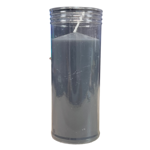 Velón Gris para Equilibrio Interno. Duración aproximada de 3 días y 13x6cm. Incluye funda ignífuga transparente.